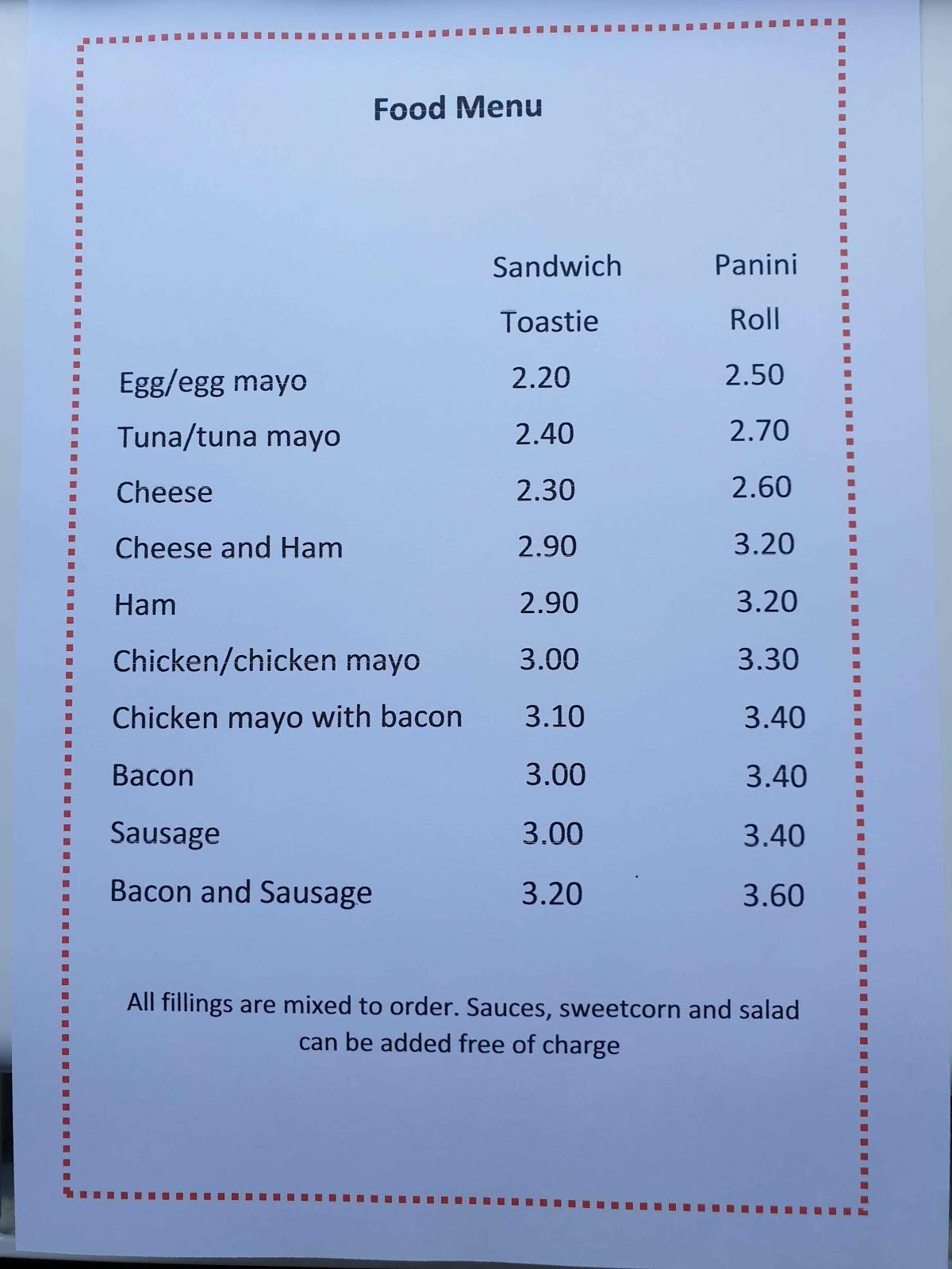 Menu at Halyard Coffee Shop, Buckhurst Hill