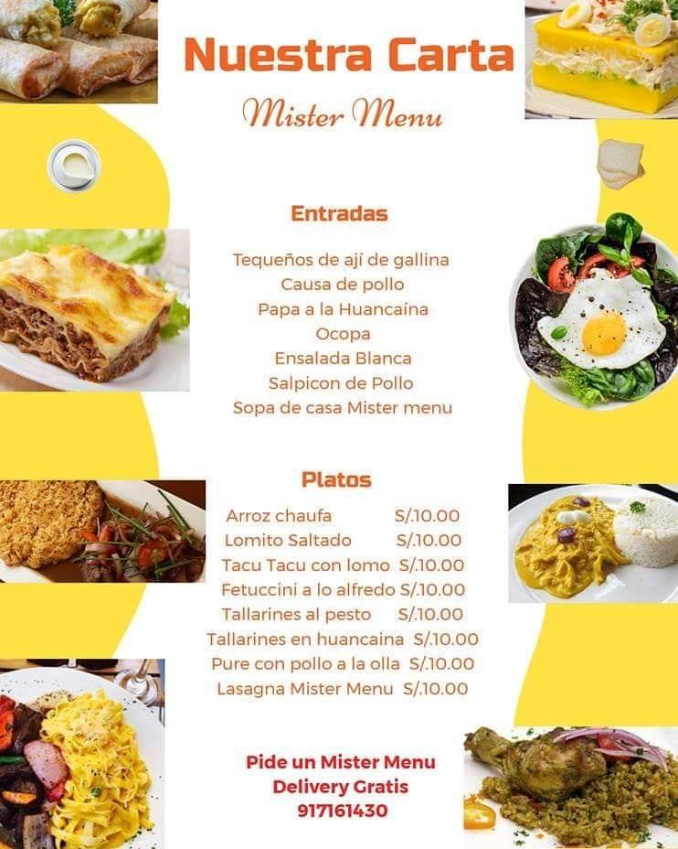 Menu at Mister Menu, Trujillo