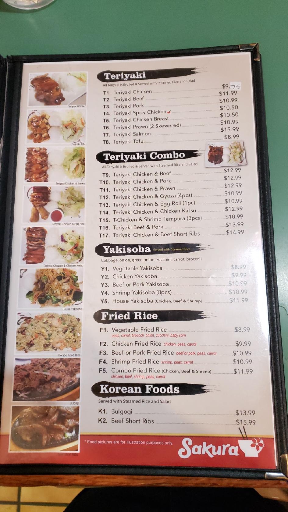 Menu at Sakura Teriyaki & Sushi restaurant, Sunnyside