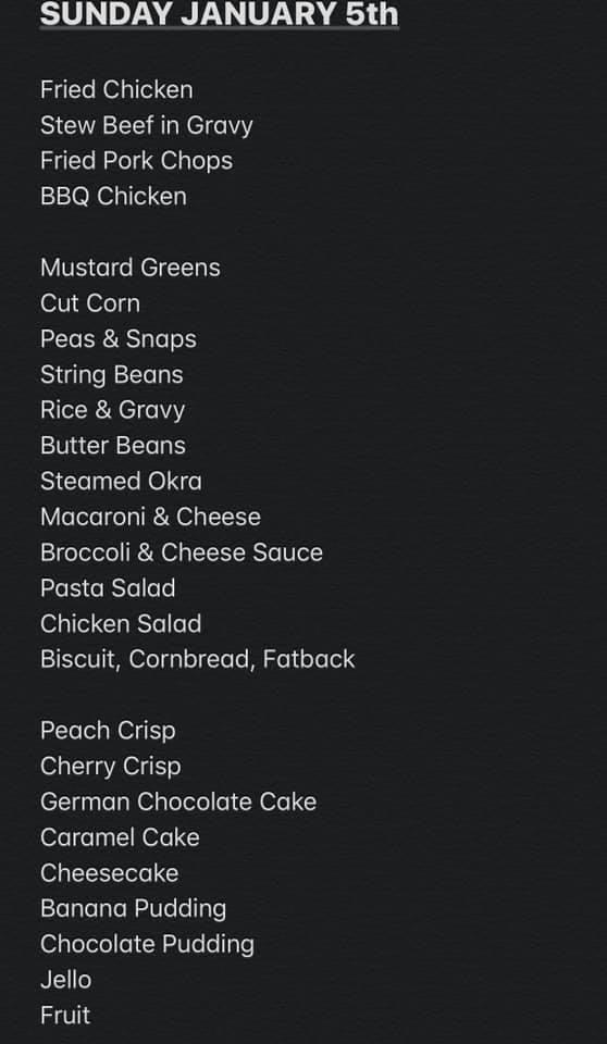 Menu at The Country Kitchen Buffet restaurant, Cheraw
