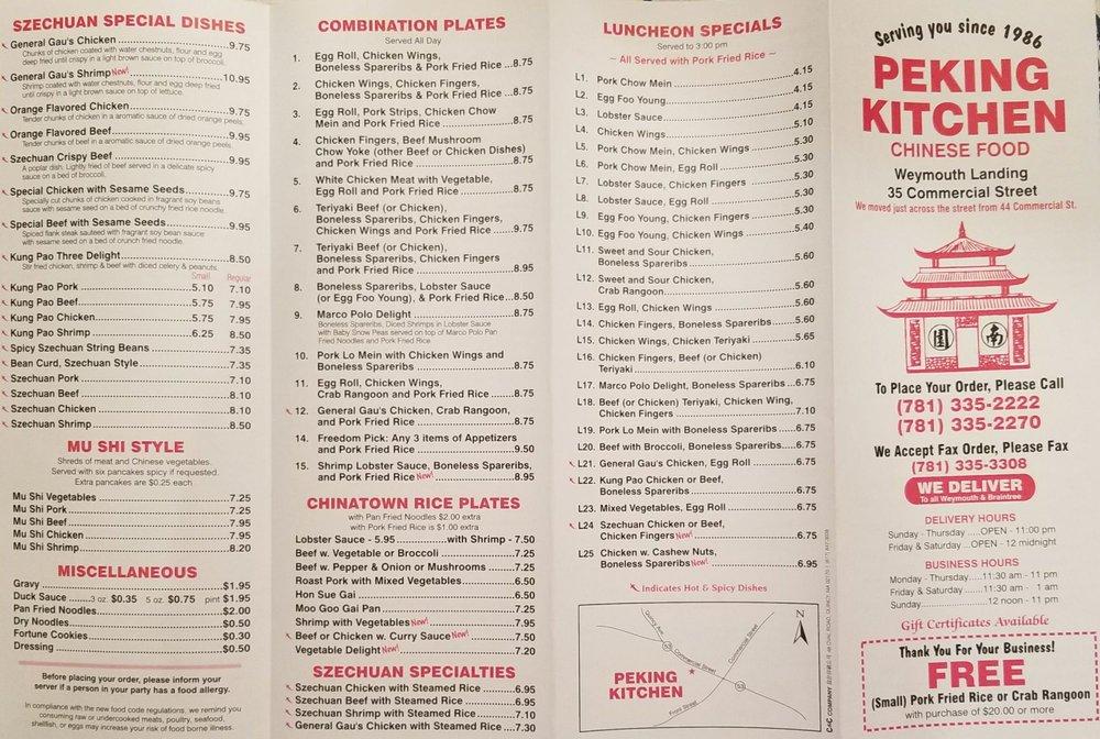 Menu at Peking Kitchen - Weymouth restaurant, Weymouth, 35 Commercial St