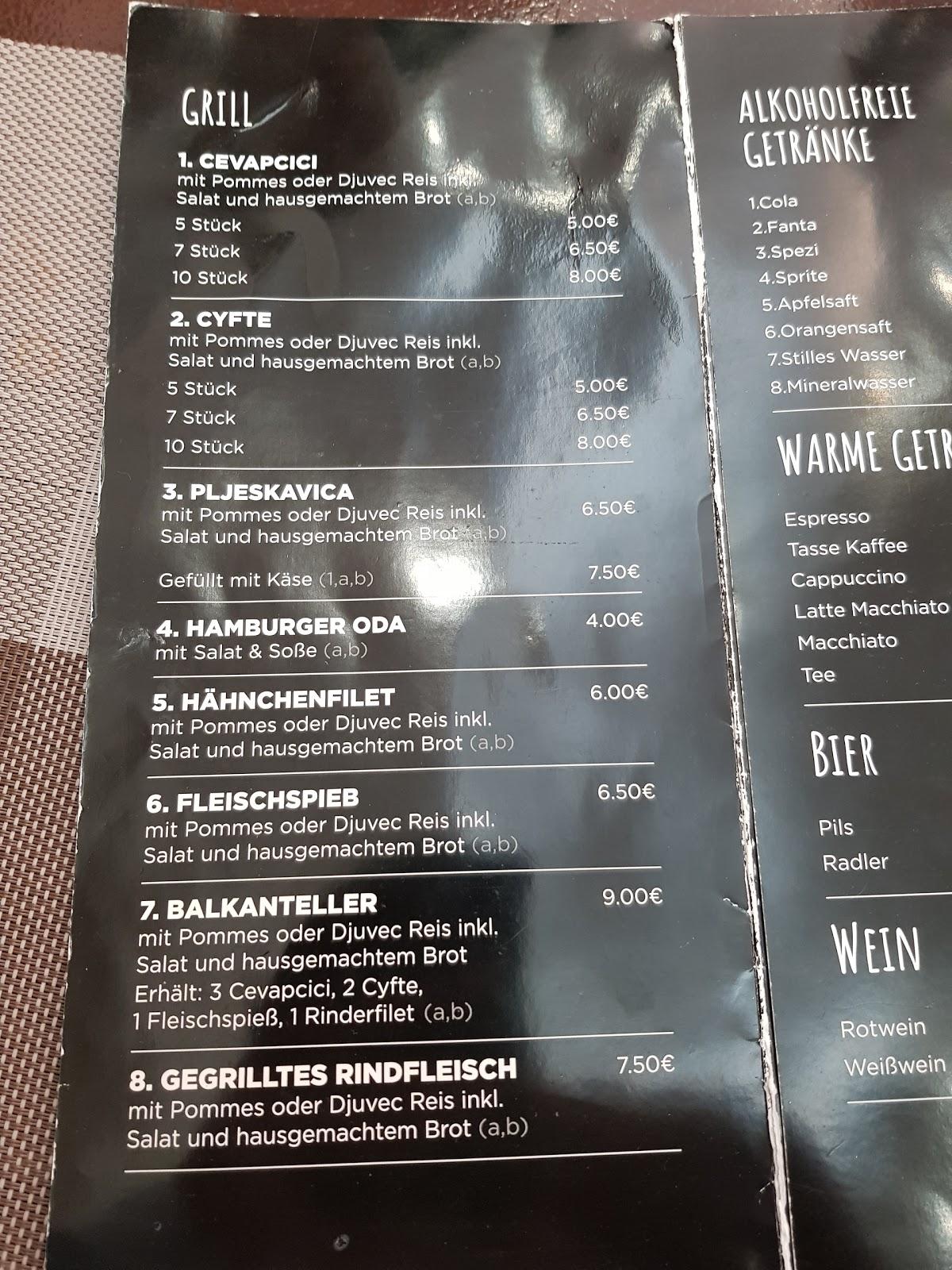 Speisekarte Von Balkan Grill Oda BBQ, Heilbronn