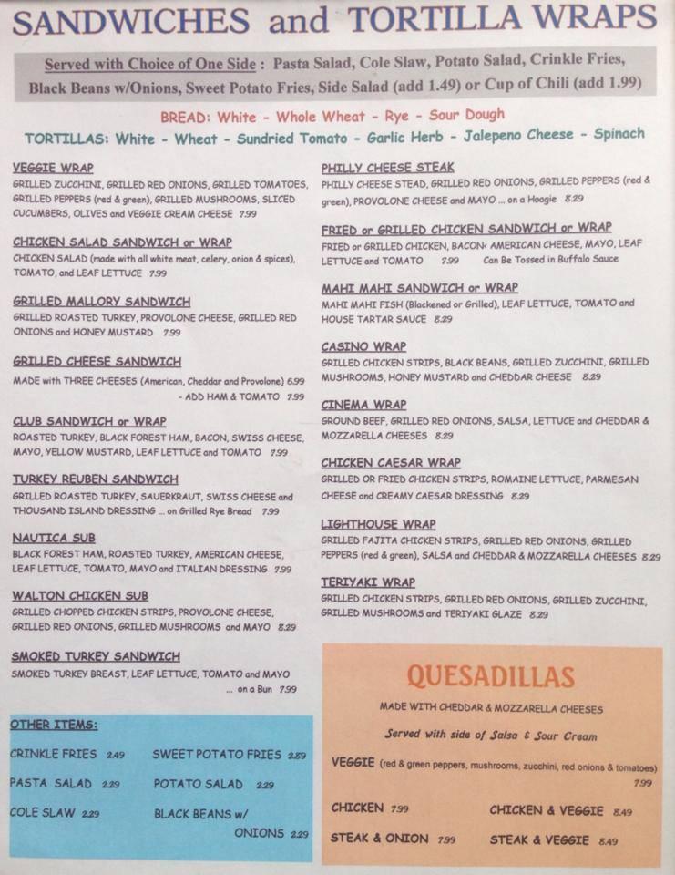 Menu at Nautica Joe's Cafe, Brunswick, Newcastle St