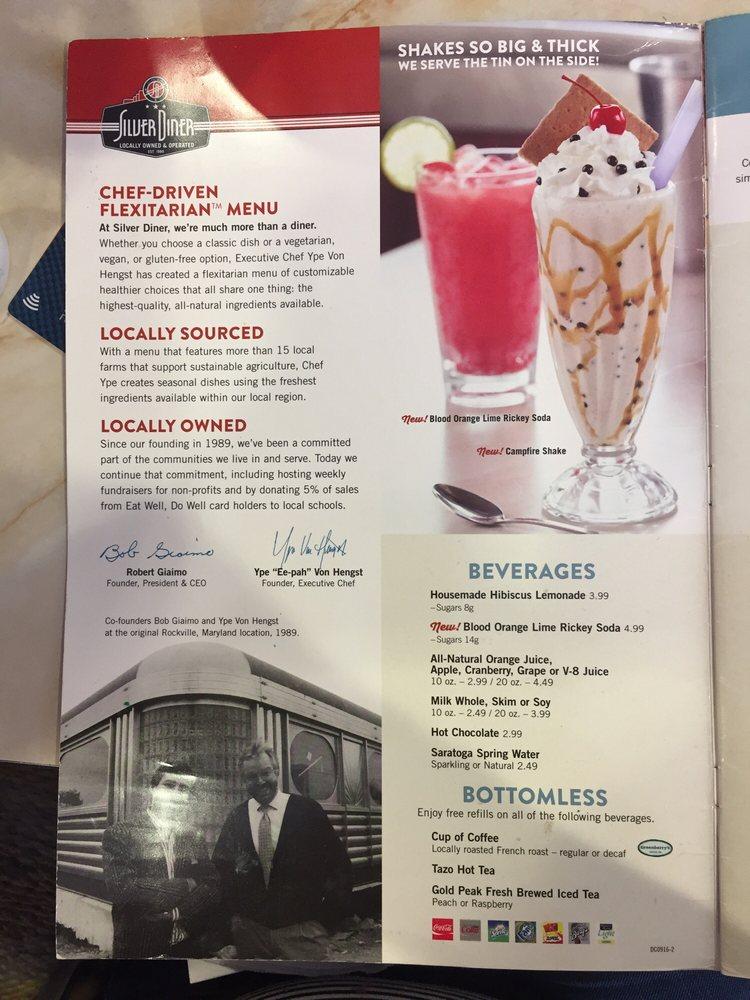 Menu at Silver Diner restaurant, Rockville, Rockville Pike