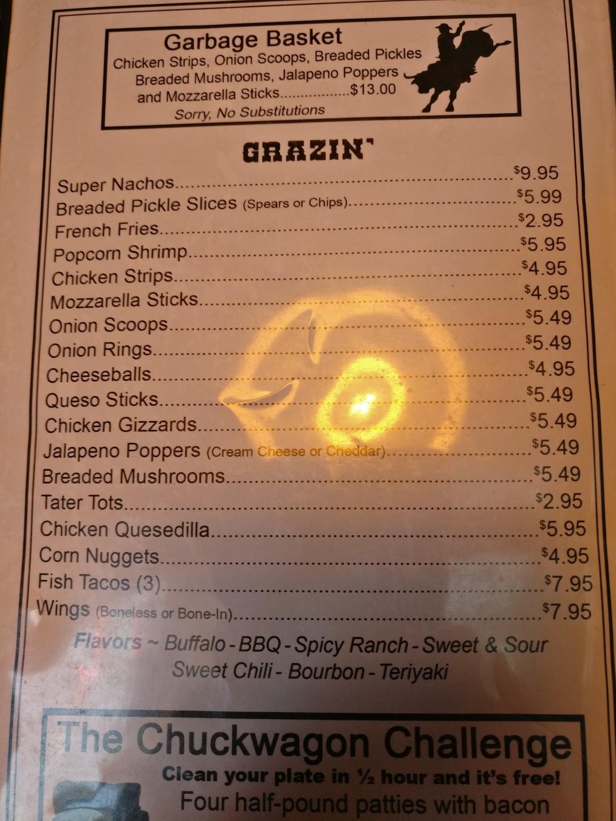 Menu at Fresh Horses Saloon pub & bar, Harrisburg