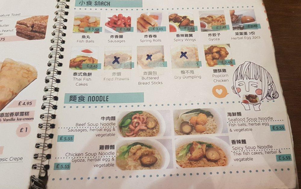 Menu at Candy Cafe, London