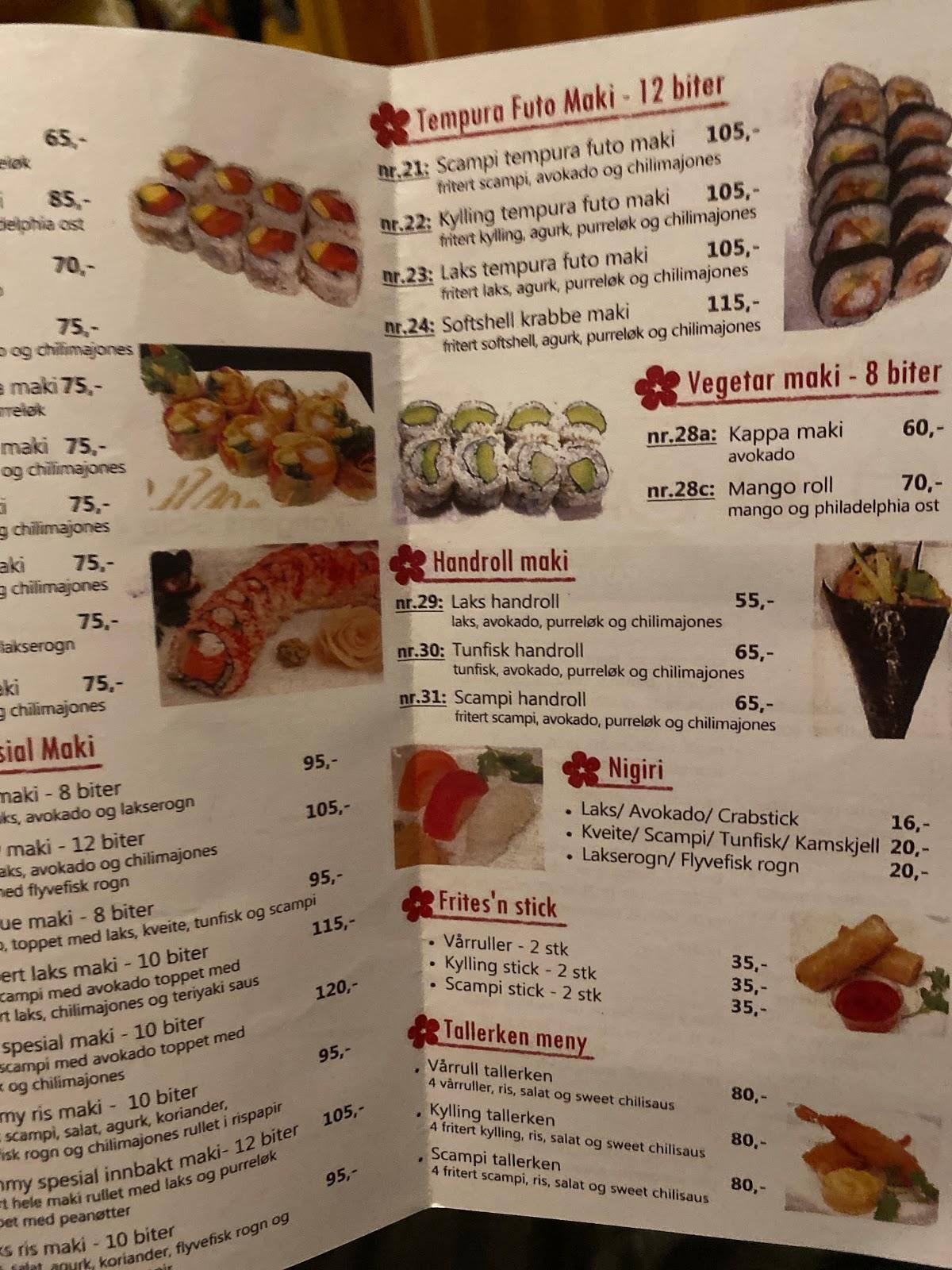 Menu at Sammy sushi AS restaurant, Sandefjord