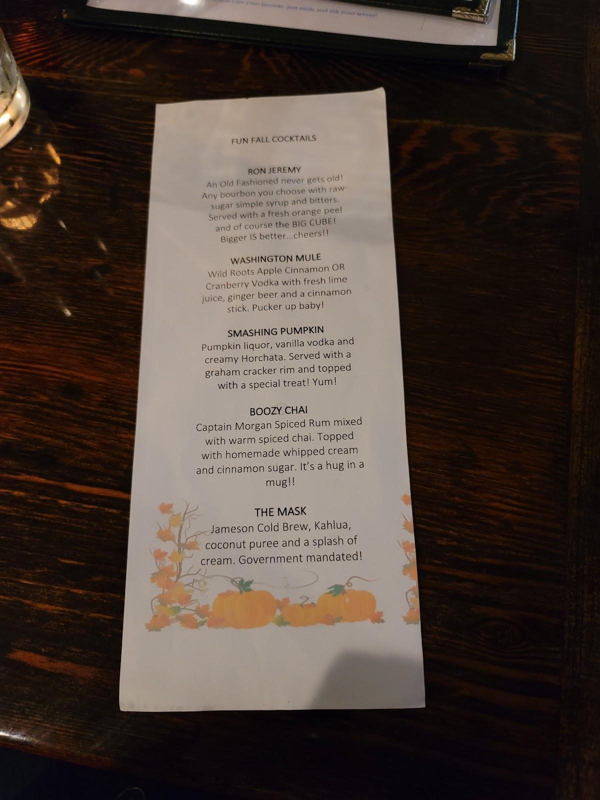 Menu at Pentagon Bistro & Martini Bar, Liberty Lake