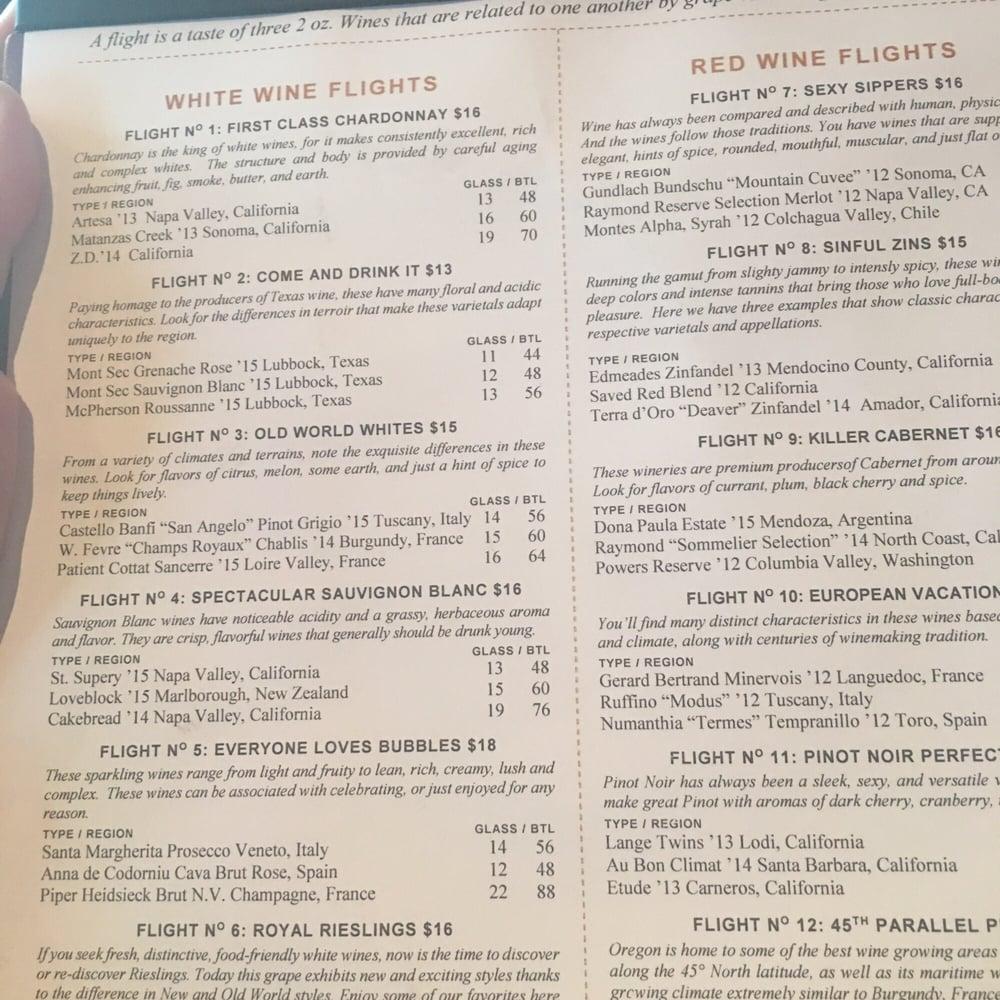 Carta de CRÚ Food & Wine Bar, Dallas, Herb Kelleher Way