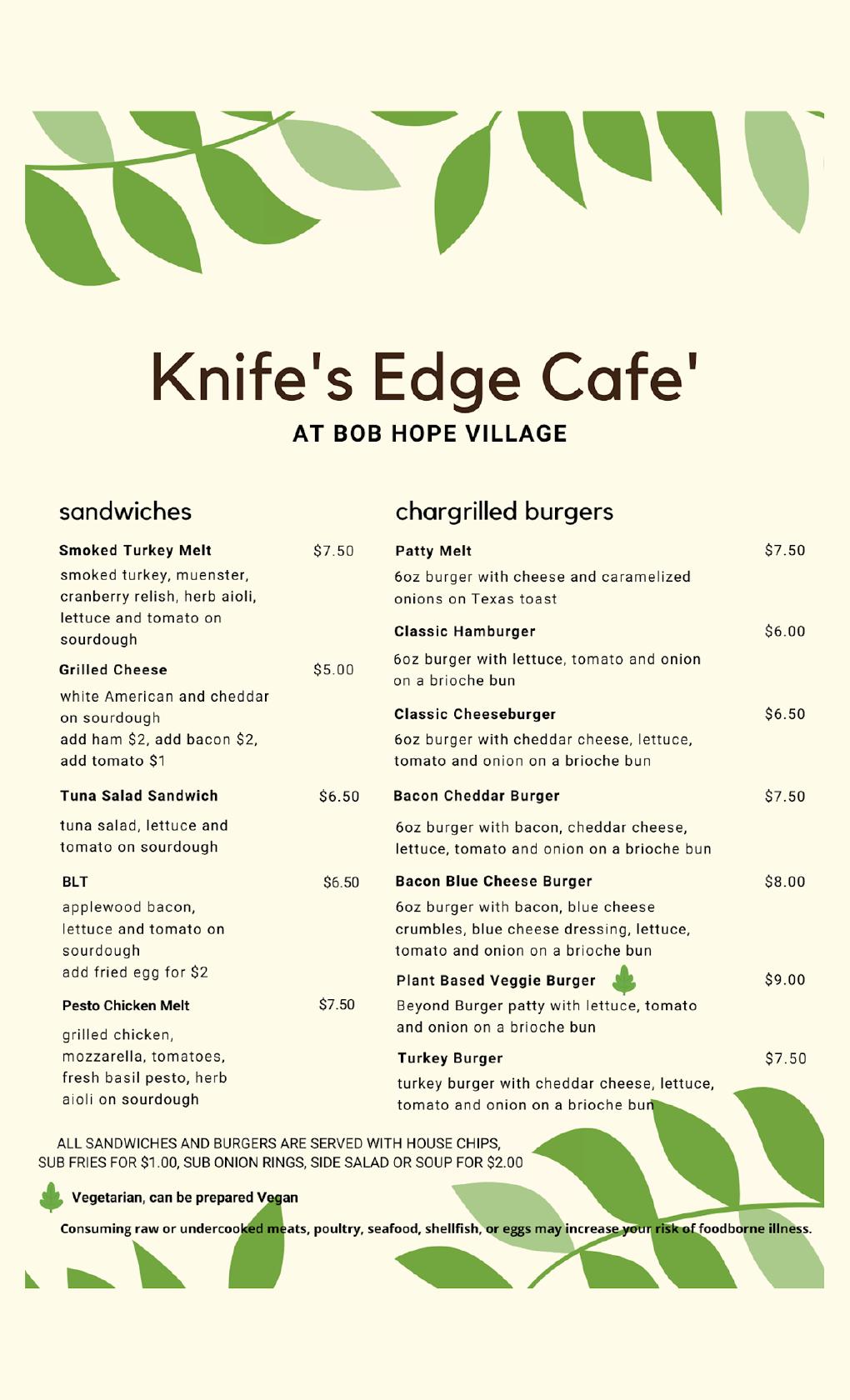 Menu at Knife's Edge Private Chef and Catering, LLC restaurant, Shalimar