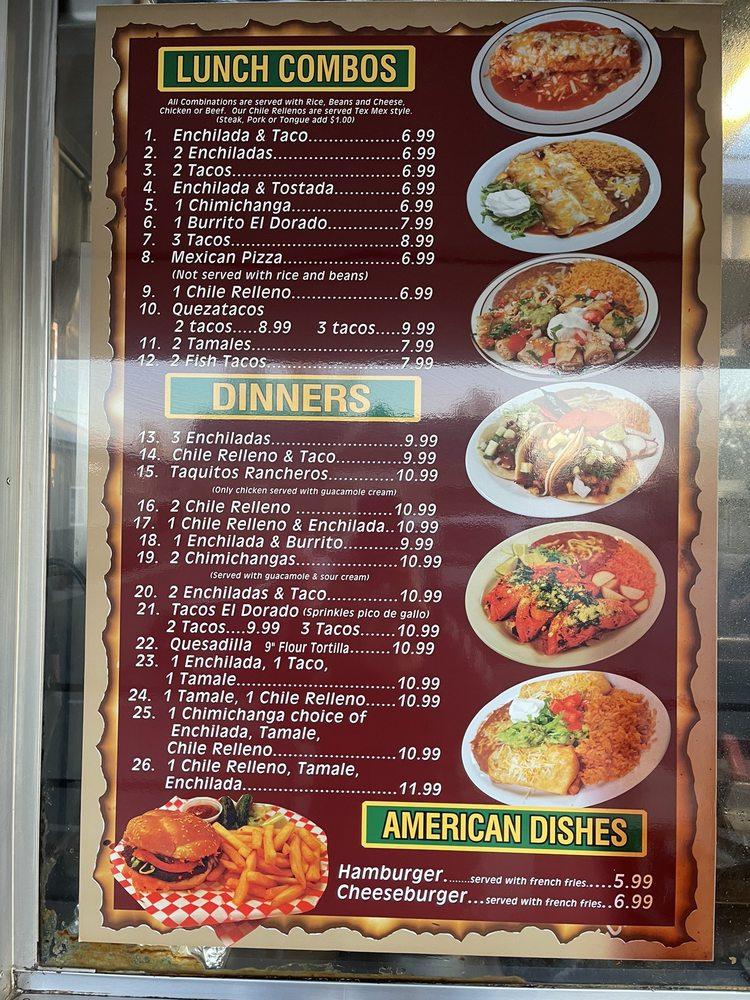 Menu at Tacos El Dorado restaurant, Emmett