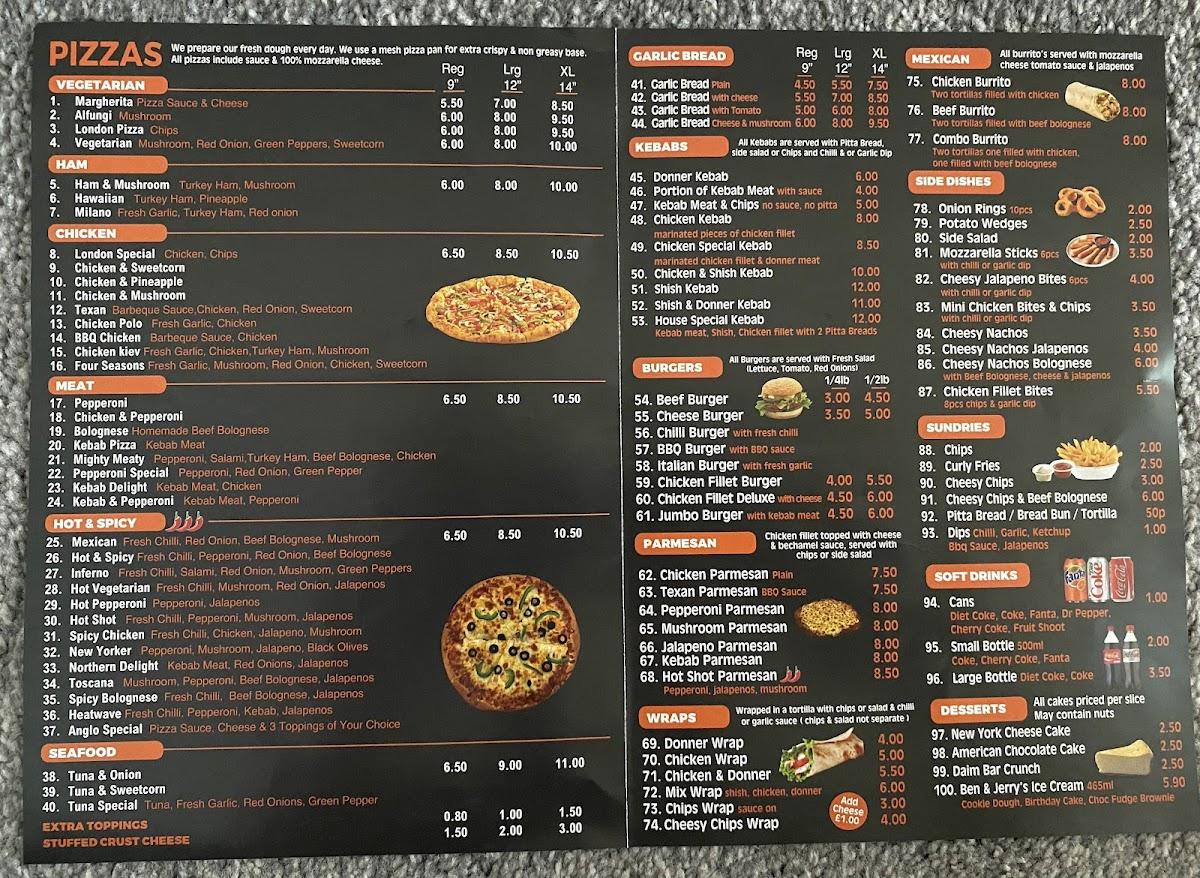 Menu at Anglo Pizza pizzeria, Gateshead, 236 Durham Rd