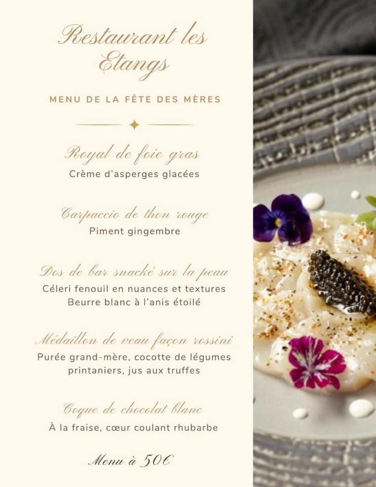 Menu au Les Étangs restaurant, Manom, Rte de Garche