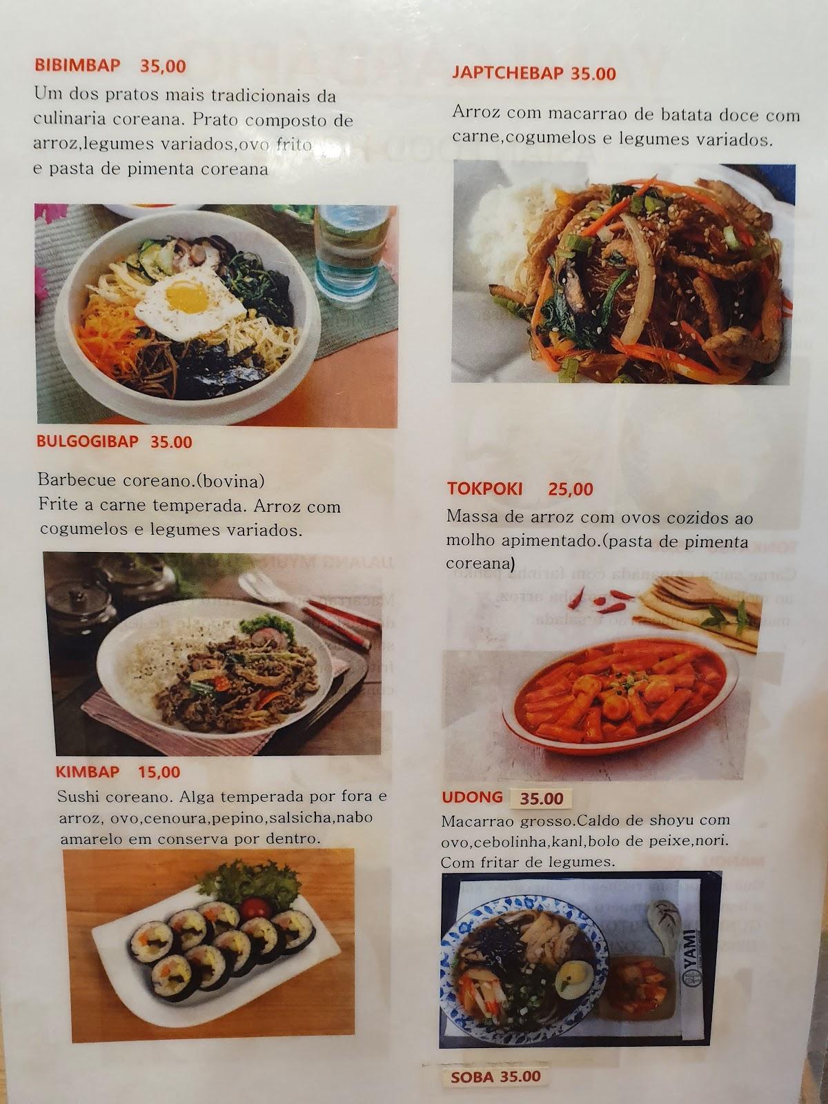 Menu at Yami Asian Food restaurant, Curitiba