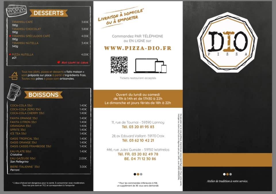 Menu de Dio Pizza (Croix)