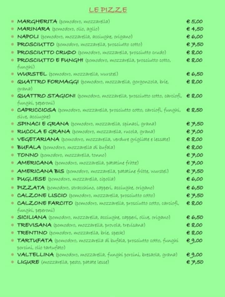 Menu da Ristorante Il Sole E La Luna, Lavagna