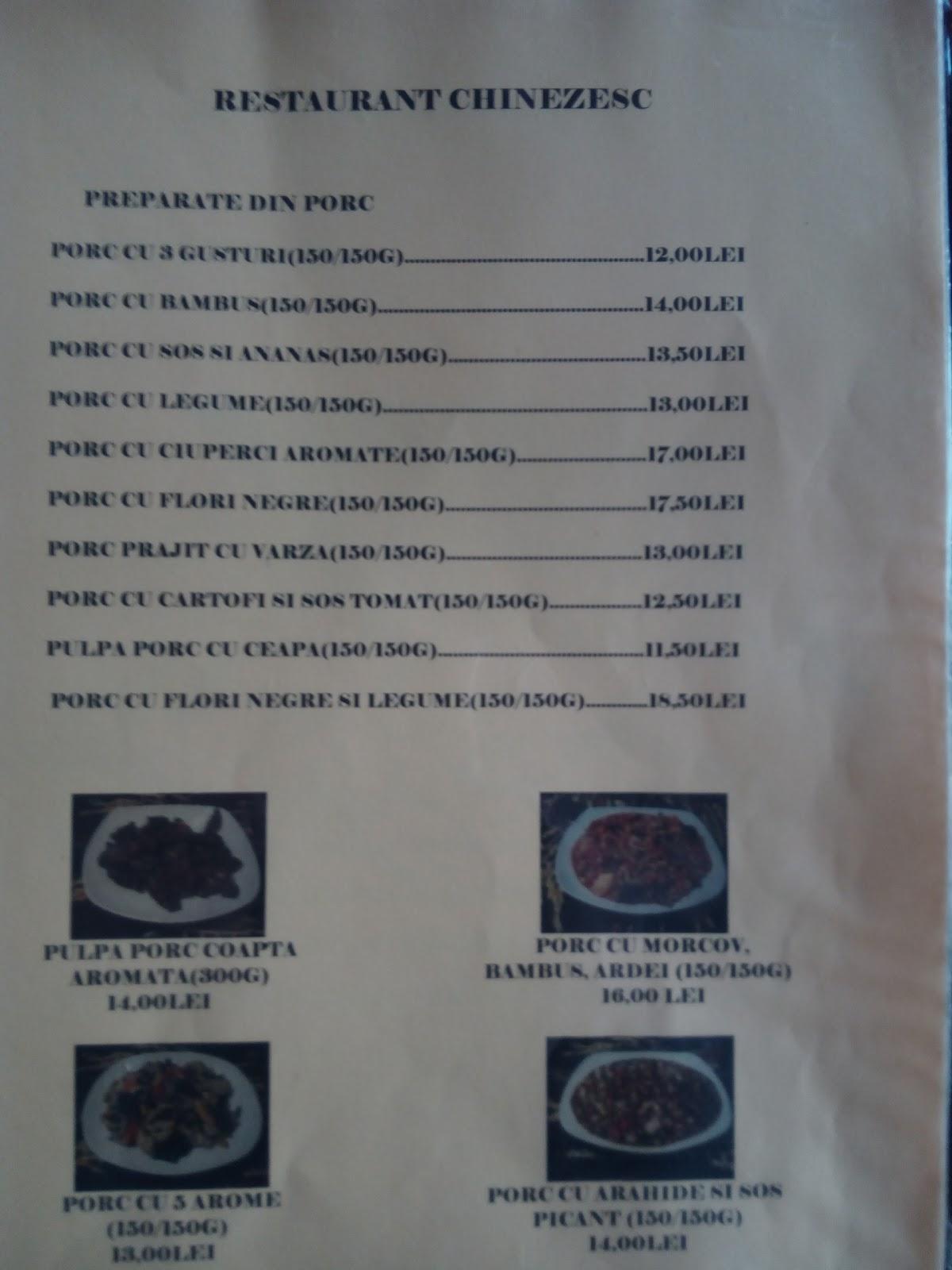 Menu at Restaurant Chinezesc, Alba Iulia, Strada Morii 5