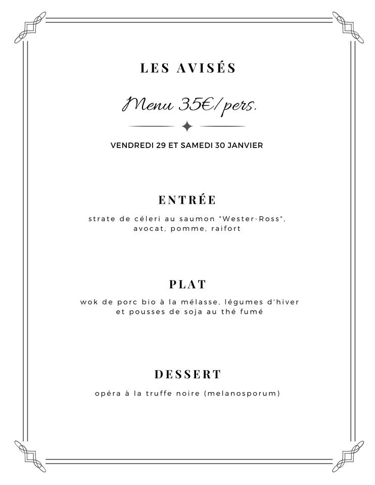 Menu at Hôtel Les Avisés restaurant, Avize