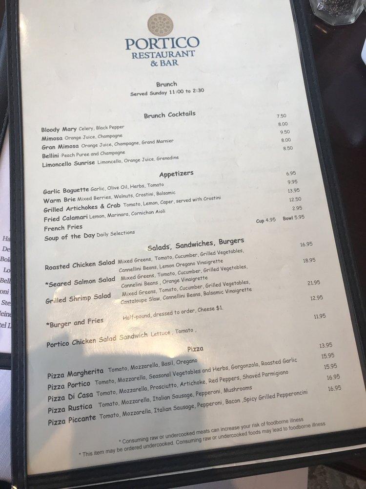 Menu at Portico Restaurant, Richmond, River Rd