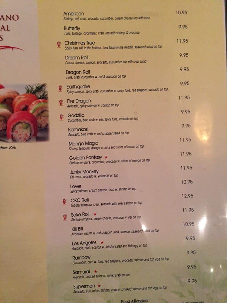 Volcano sushi deals menu