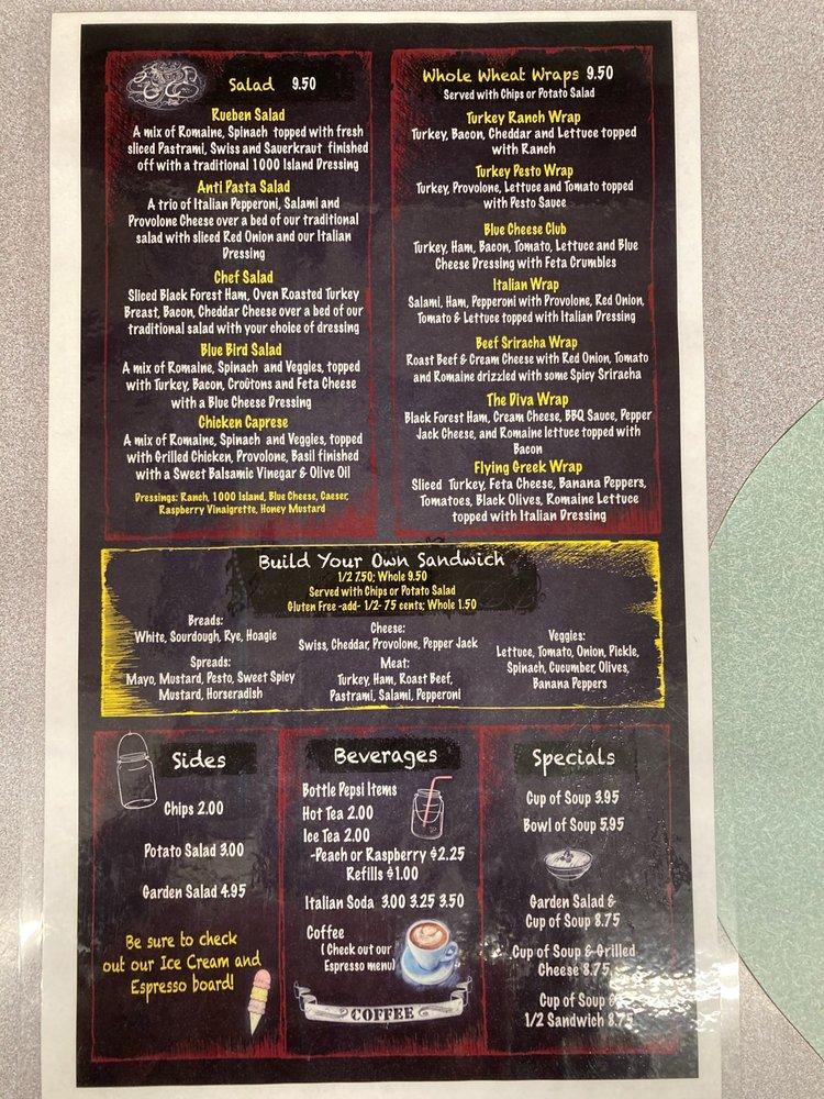 Menu at Augie's cafe, Orofino