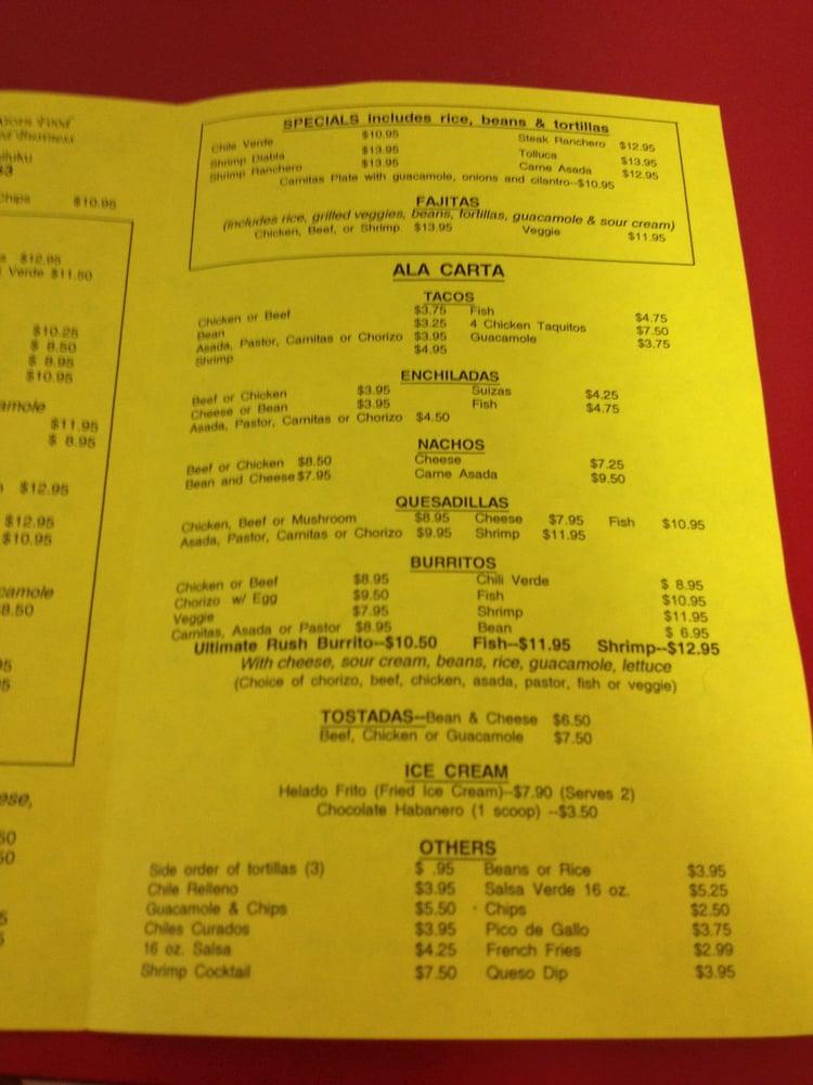 Menu at Fiesta Time Wailuku restaurant, Wailuku