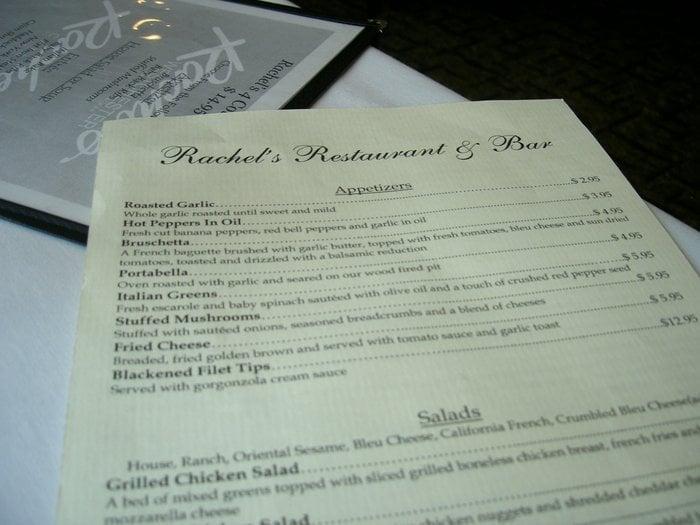 Rada Menu Rachels Restaurant And Catering 