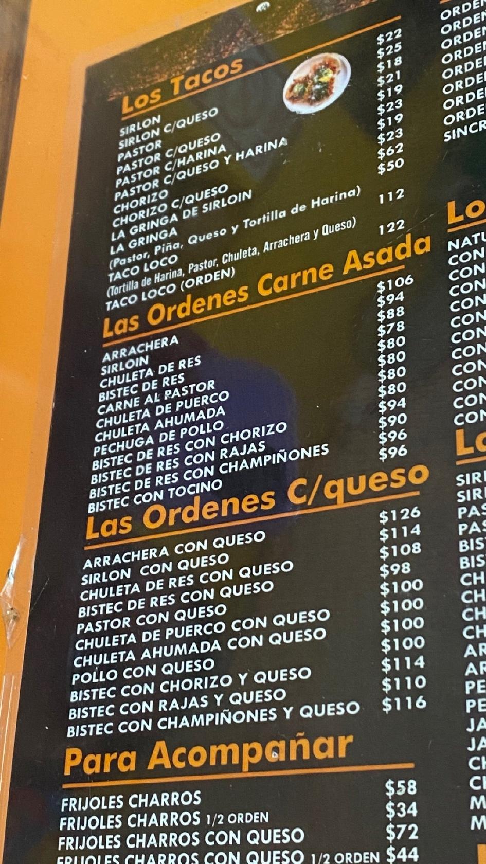 Menu at El Fogón restaurant, Playa del Carmen, Av. Constituyentes