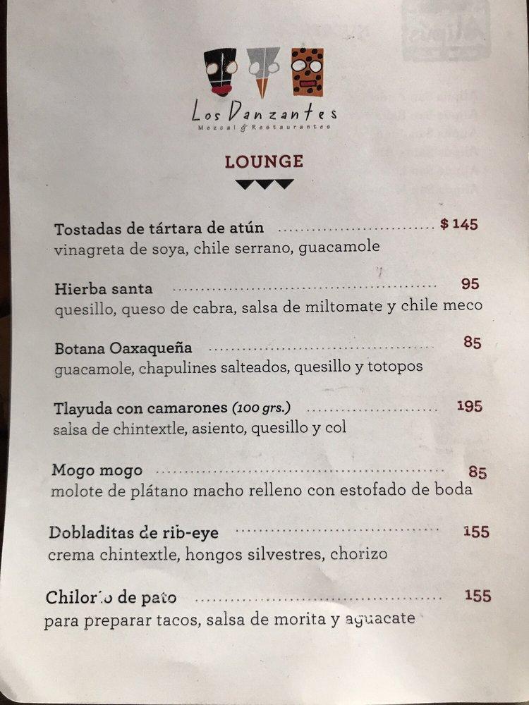 Carta Del Restaurante Los Danzantes Oaxaca Oaxaca Macedonio Alcalá 403 4