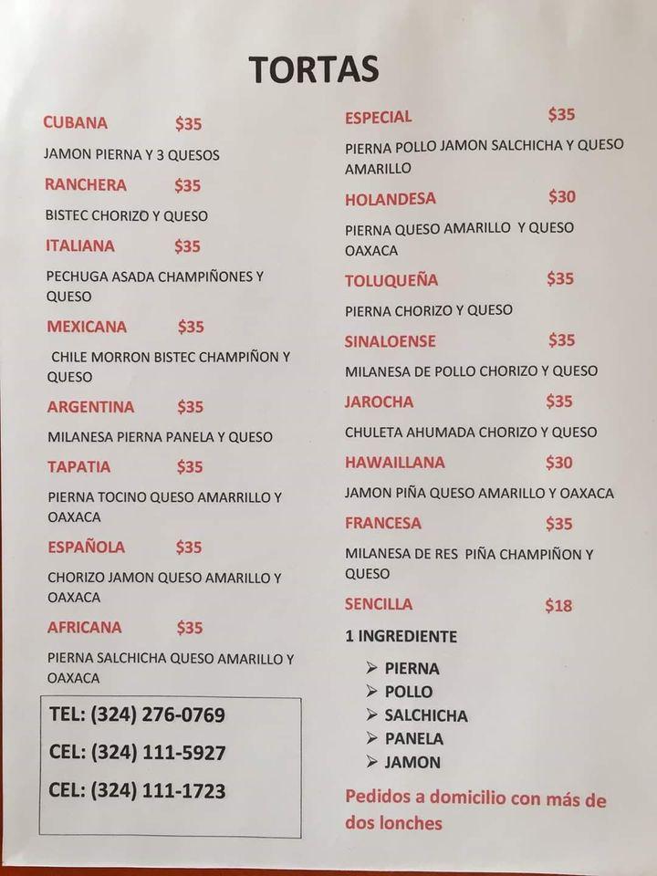 Carta de Restaurant y Café Los Monroy, Jala