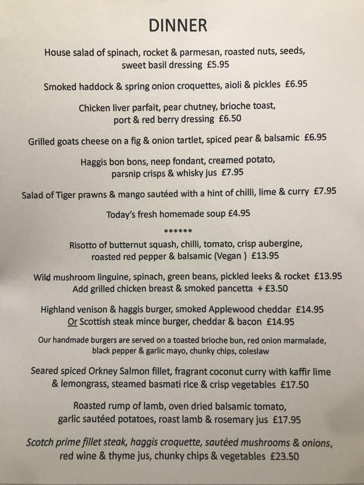 Menu at Fig & Thistle restaurant, Inverness