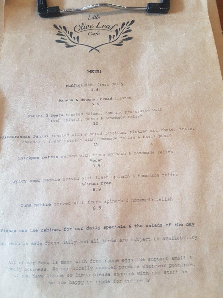 Menu at Little Olive Leaf Cafe, Willagee