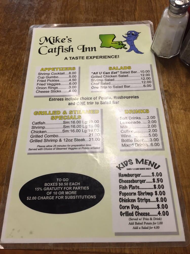 Menu at Mike's Catfish Inn restaurant, Amite City
