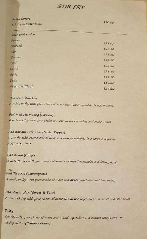 Menu At Joop Thai Restaurant, Centennial Park