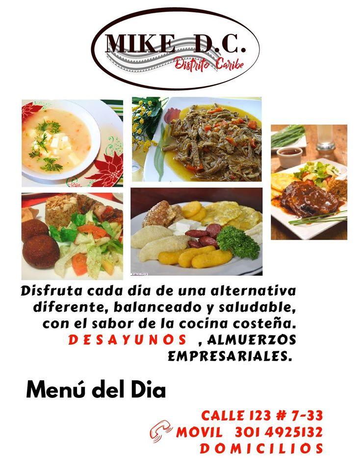 Menu at Mike D C Paellas Cocina Costeña restaurant Bogotá