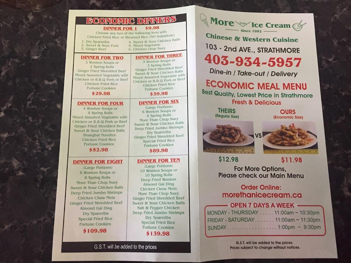 Menu at More Than Ice Cream restaurant, Strathmore
