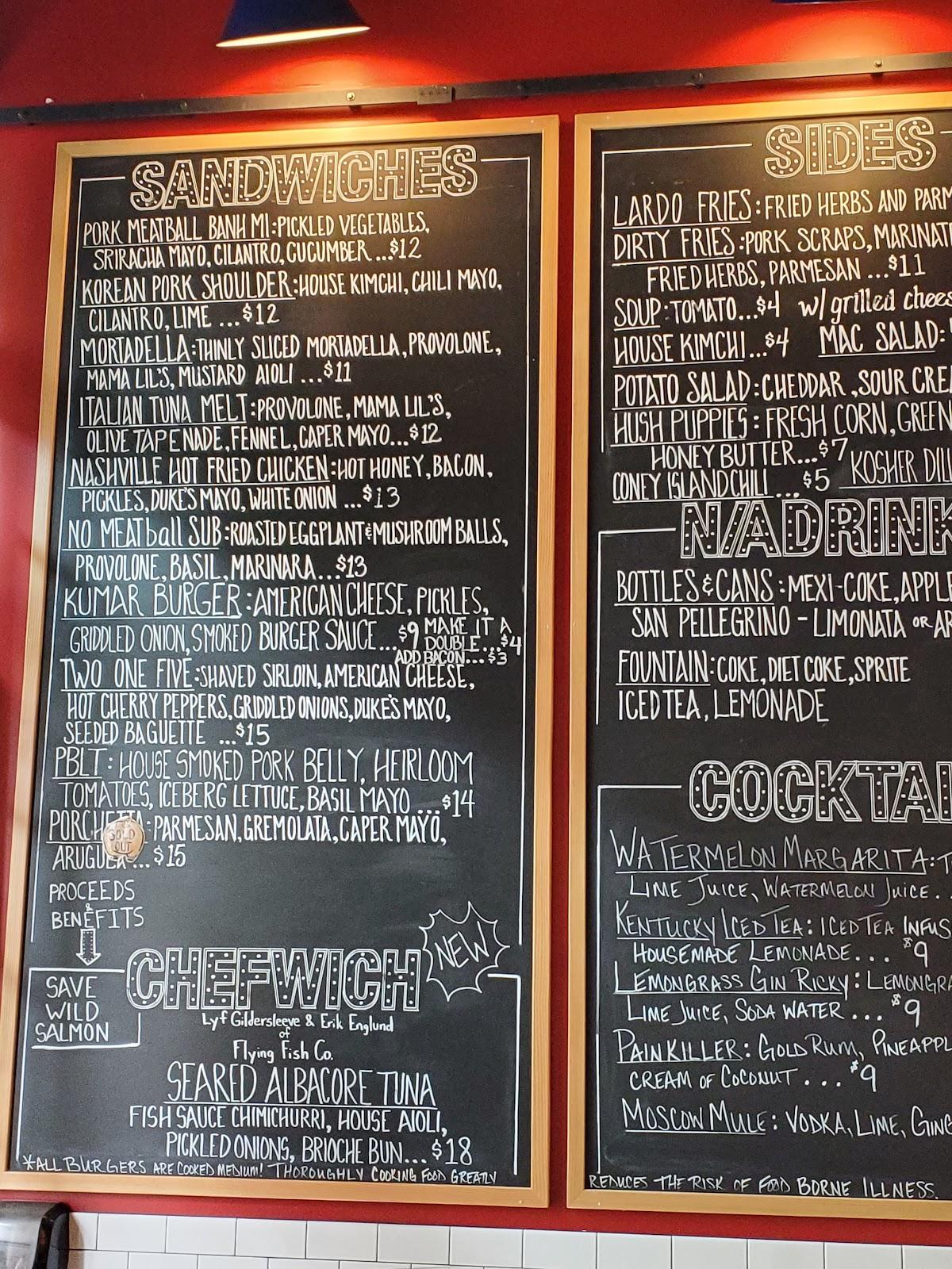 Carta del restaurante Lardo, Lake Oswego