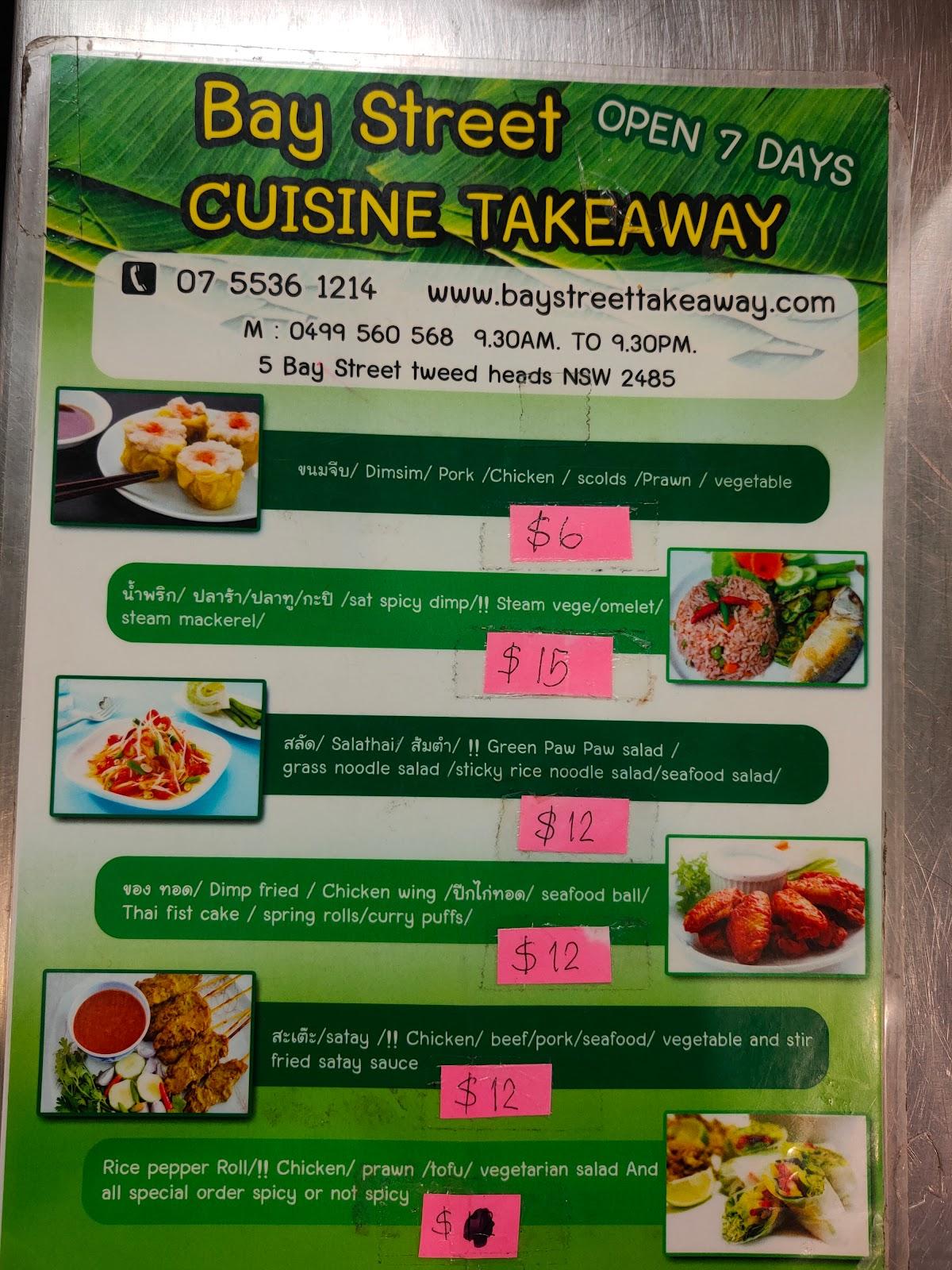 Menu at Bay Street Takeaway restaurant, Tweed Heads