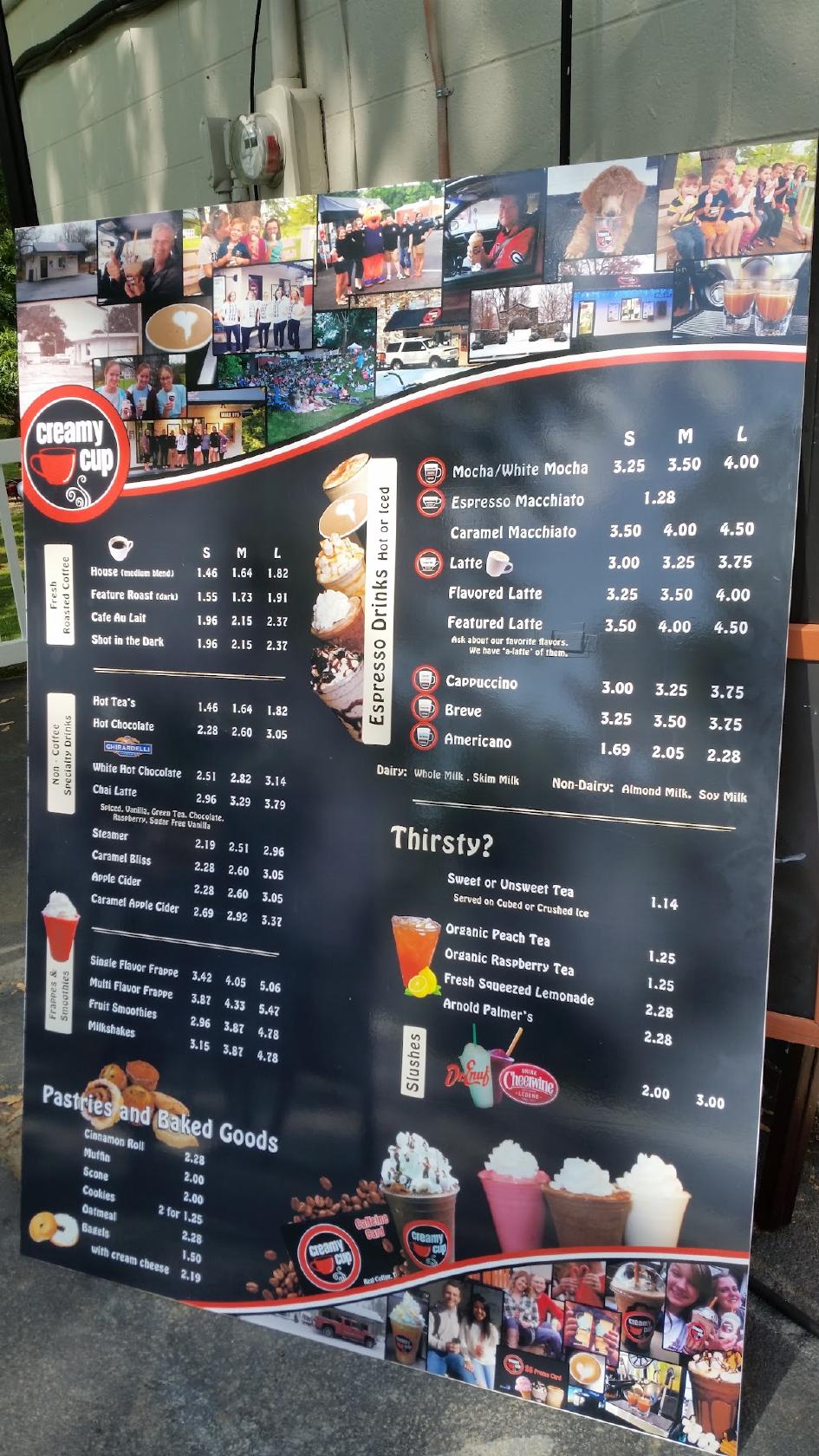 Menu at Creamy Cup, Greeneville