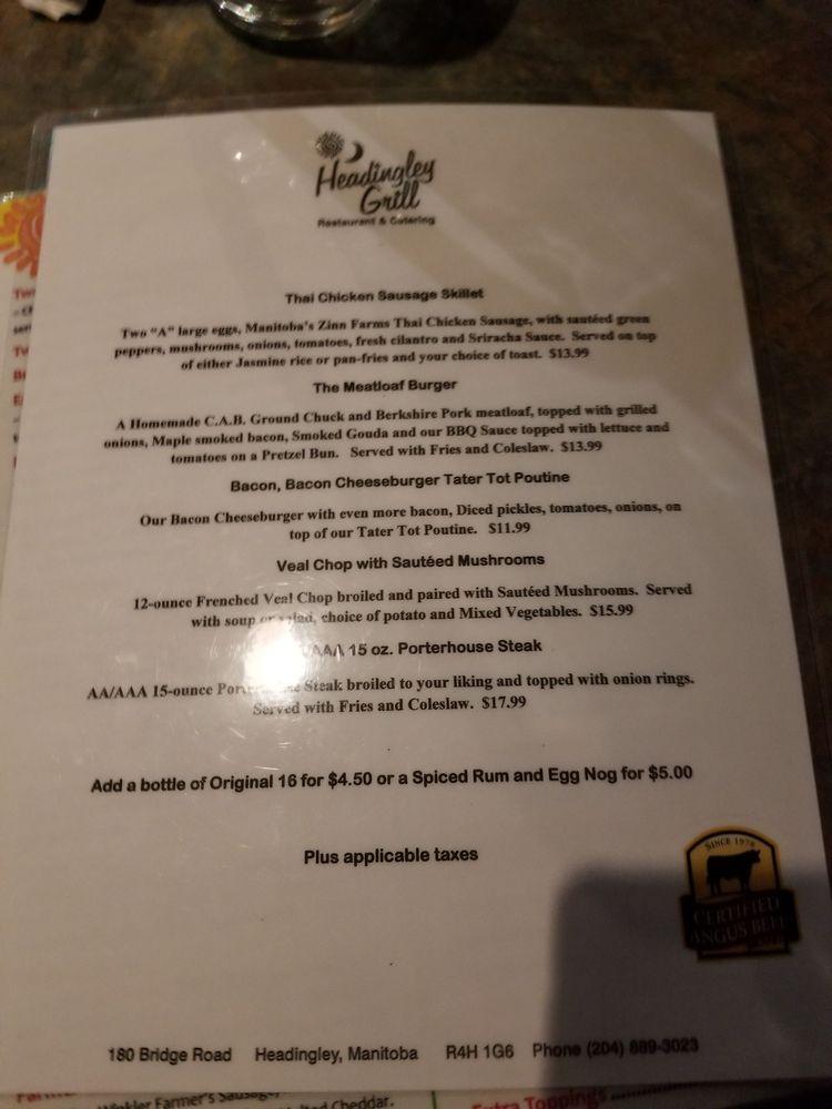 Menu at Headingley Grill Restaurant and Catering, Headingley