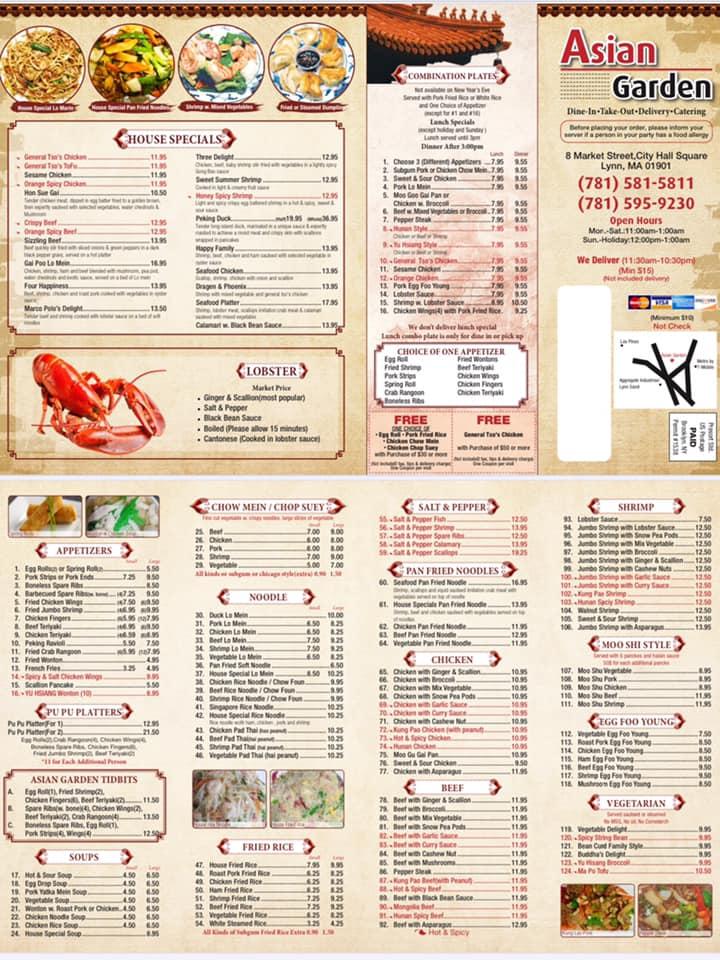 Menu at Asian Garden restaurant, Lynn