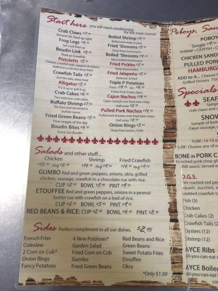 Menu at Seth's Lake Fork Creek restaurant, Quitman, TX37