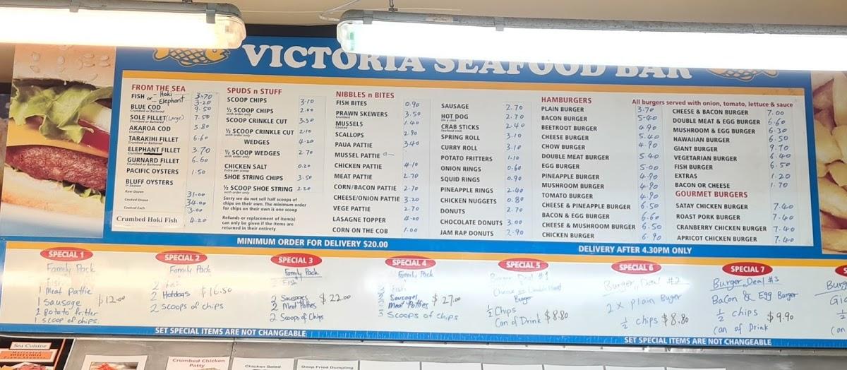 Menu at Victoria Seafood Bar, Rangiora