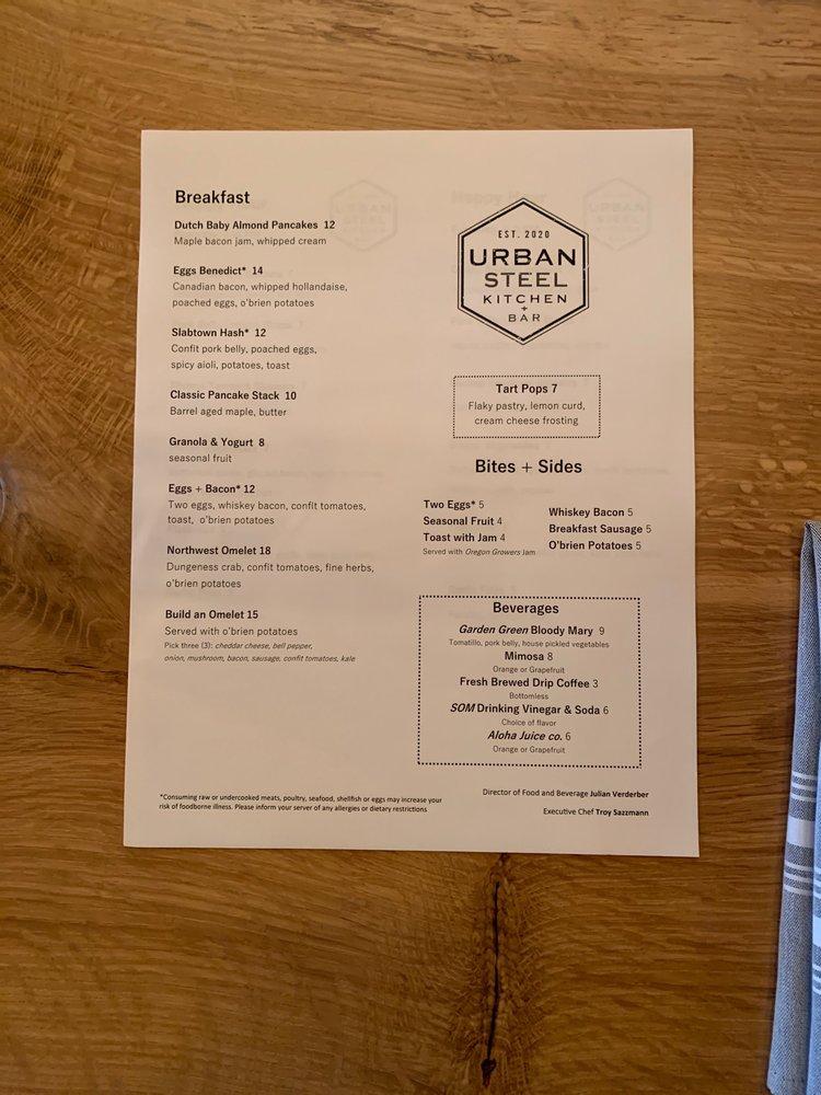 Menu at Urban Steel Kitchen + Bar, Portland