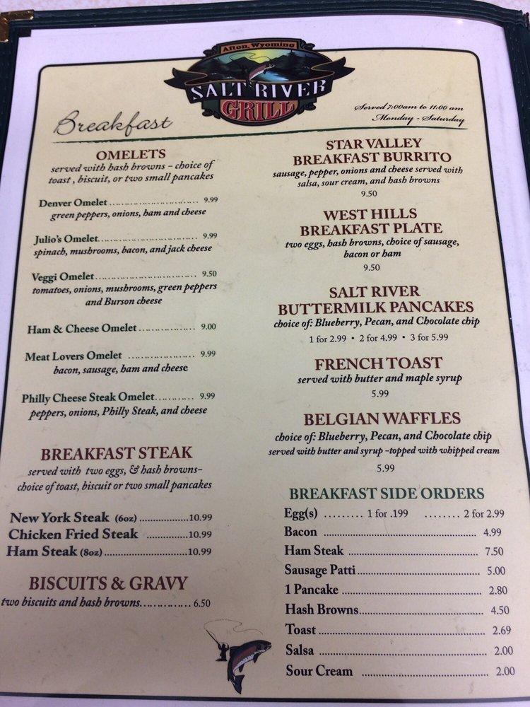 Menu at Salt River Grill restaurant, Afton
