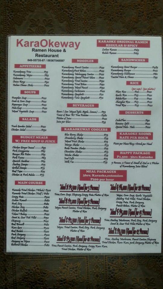 Menu at Karaoke Way restaurant, Famy