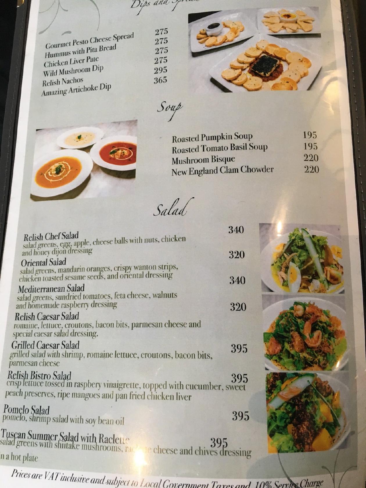 Menu at Relish Luxe Cafe, Pasig, 11 Ortigas Avenue