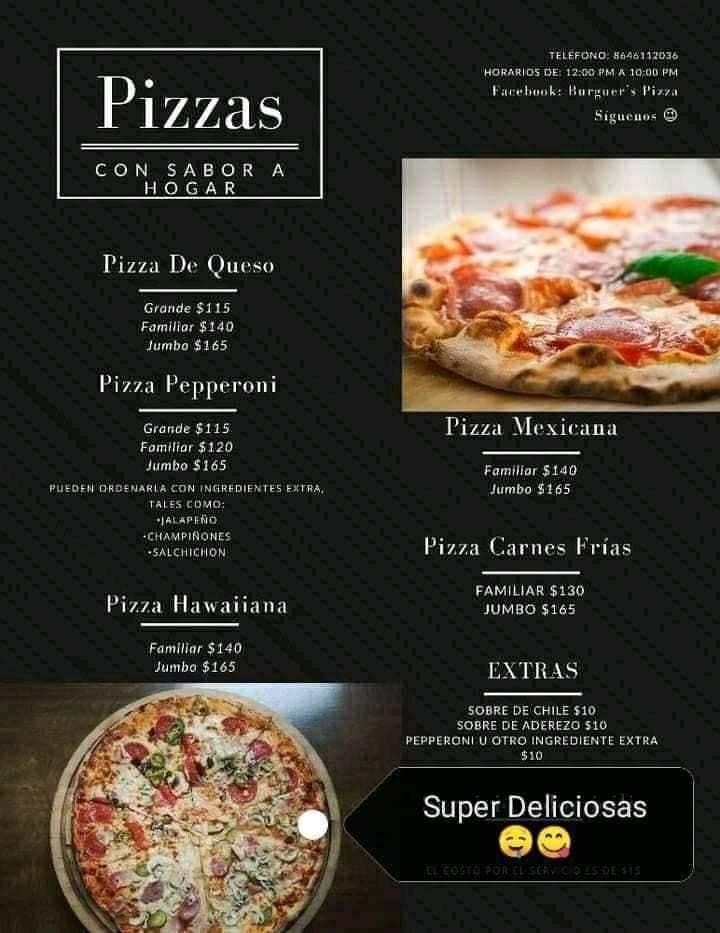 Menu At Burguer's Pizza Pizzeria, Minas De Barroterán