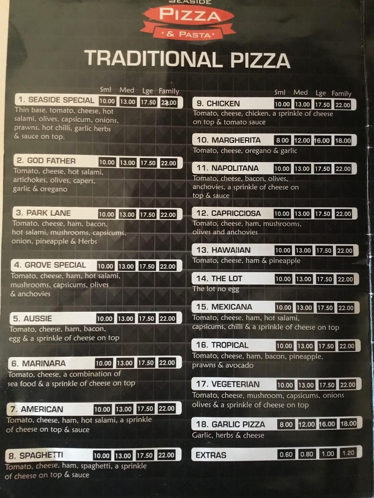 Menu at Seaside Pizza and Pasta pizzeria, Ocean Grove