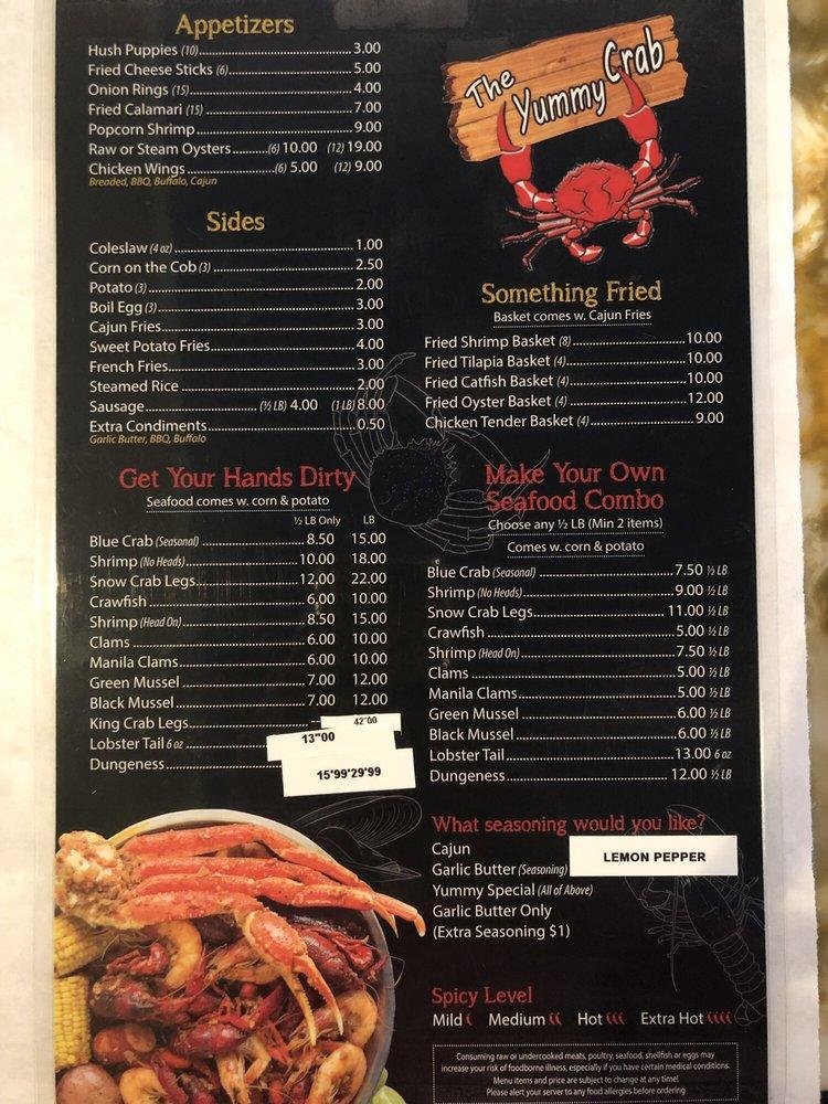 Menu At Yummy Crab Restaurant Indianapolis Washington St